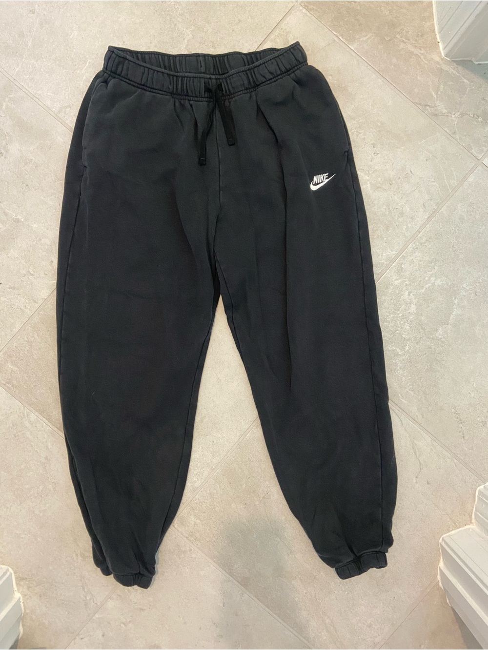 Nike Black Kids Fleece Joggers with White Swoosh